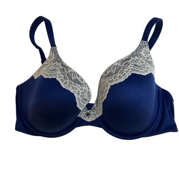 Victoria's Secret Bra Lined Perfect Coverage Navy Blue Lace 34D - Picture 1 of 4